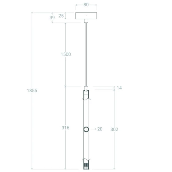 Lampa zwieszana Spoti ABR-S2PO-C Abruzzo LED 3W 3000K tubka czarny