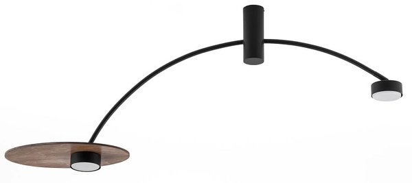 Lampa sufitowa Heft 10356 na wysięgniku czarna drewniana