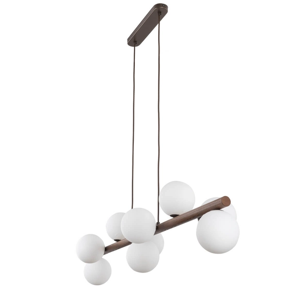 Lampa wisząca do salonu Estera 10273 bubbles belka drewniana biała