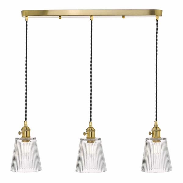 Lampa wisząca nad stół Hadano HAD3640-05 Dar Lighting mosiądz przezroczysta
