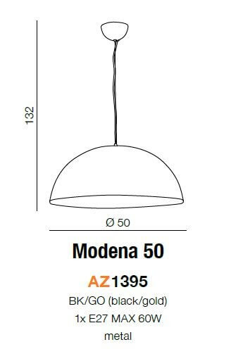 Salonowa lampa wisząca Modena metalowy zwis czarny złoty
