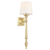 Eklektyczna lampa ścienna Austin W01289BR-WH Cosmolight metal tkanina mosiądz biała