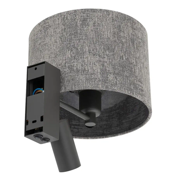 Abażurowa lampa ścienna LAGO 11677 tubka tkaninowa szara