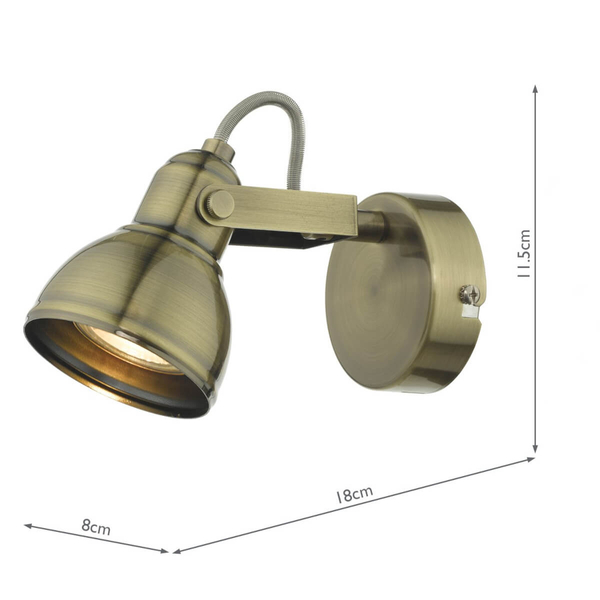 Regulowana lampa na ścianę Fothergill FOT0775 do czytania mosiądz