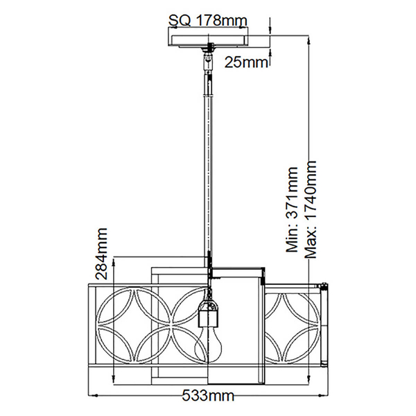 Wisząca lampa kwadratowa Remy FE-REMY-P-B Feiss brązowy złoty