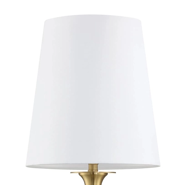 Klasyczna lampa gabinetowa Austin T01234BR-WH Cosmolight metal tkanina mosiądz biała