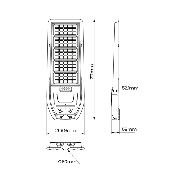 Lampa solarna Via EKO9096 Ekolight LED 200W 6000K na pilot IP65 czarna