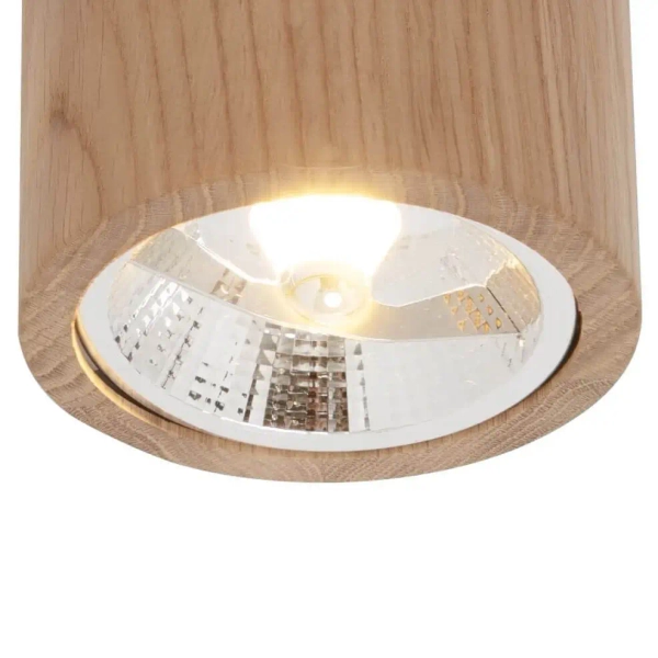 Okrągła lampa sufitowa Oak downlight natynkowa drewniana