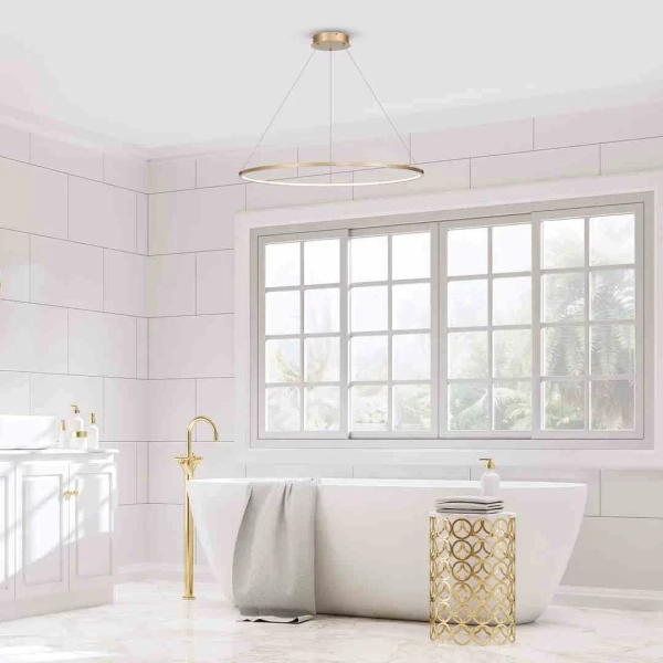 Pierścieniowa lampa wisząca SATURNO ML8863 ring do salonu złoty