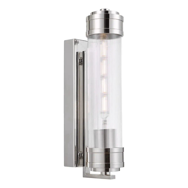 Szklana lampa ścienna Tommaso TOM0738 do łazienki tuba IP44 nikiel