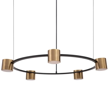 Nowoczesny żyrandol Kodo 5 41329 pierścień tubki czarny złoty