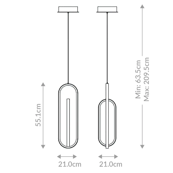Salonowa lampa wisząca Demark QN-DEMARK-1P-BK LED 28W 3000K owalna czarny