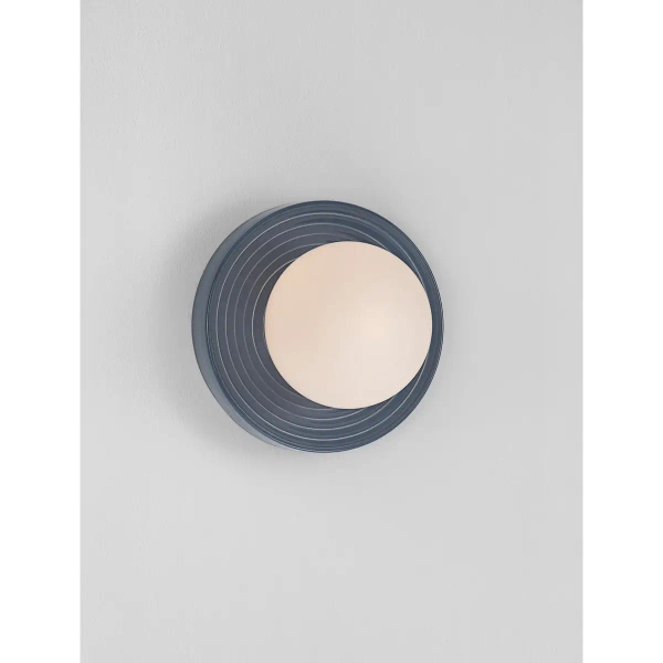Porcelanowa lampa ścienna MALVANO LE45262 do salonu okrągła niebieska