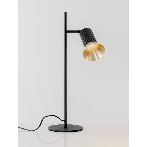 Biurkowa lampka stojąca MARENZO LE45610 z wtyczką czarna złota