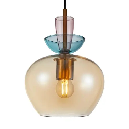 Szklana wisząca lampa Fanda PND-31882-1-GD-AMB bursztynowa