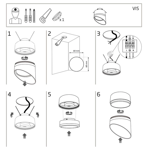 Podtynkowa lampa punktowa Vis 10486 Nowodvorski z klipsem biała