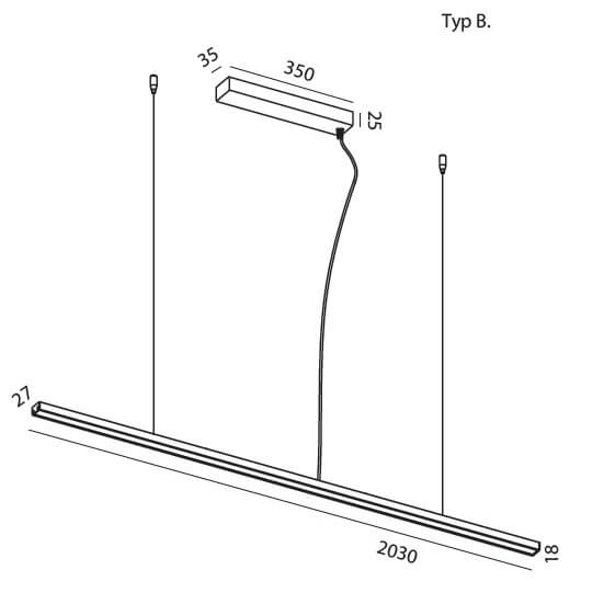 Lampa liniowa wisząca Slima 5122B06103-11 Elkim LED 40W 3000K listwa czarna
