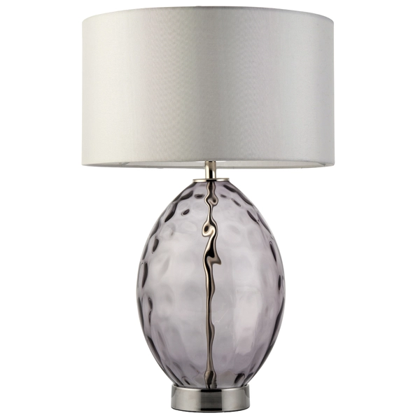 Salonowa lampa stołowa L&-199581 Light& szare szkło biała nikiel