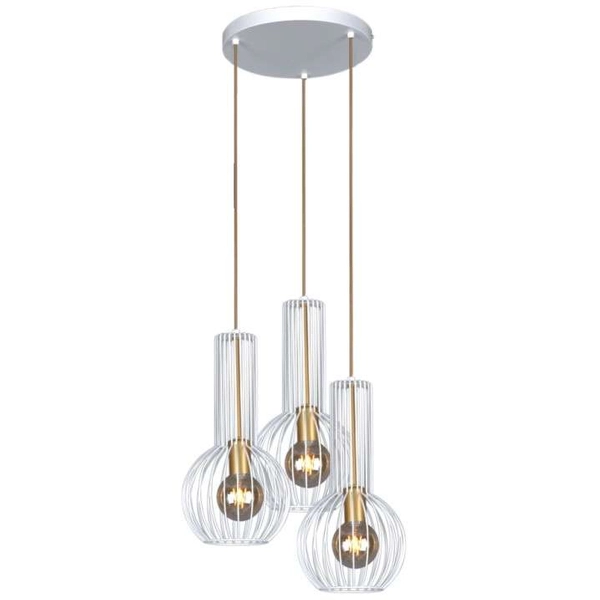 LAMPA wisząca Arvi K-4527 Kaja druciana OPRAWA industrialna kaskada zwis biały złoty