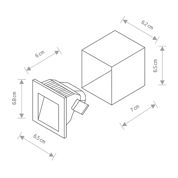 Oprawa schodowa STEP 6908 kwadratowy wpust LED 3W 3000K biały