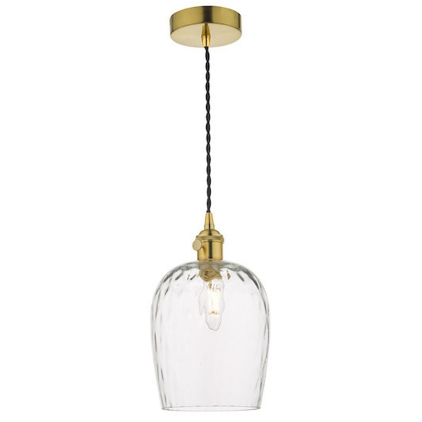 Szklana lampa wisząca Hadano HAD0140-03 Dar Lighting vintage mosiądz
