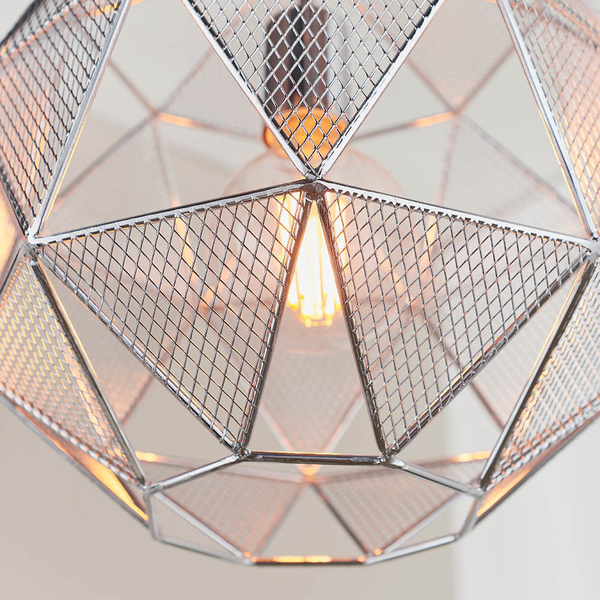 Geometryczna lampa wisząca Armour 72817 do salonu chrom