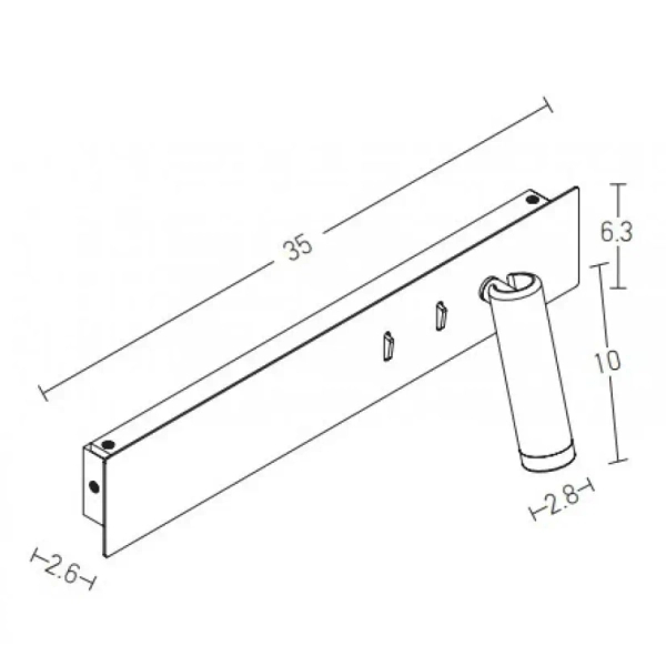Komercyjna ścienna lampa H54 LED 3W+10W 3000K do czytania czarny
