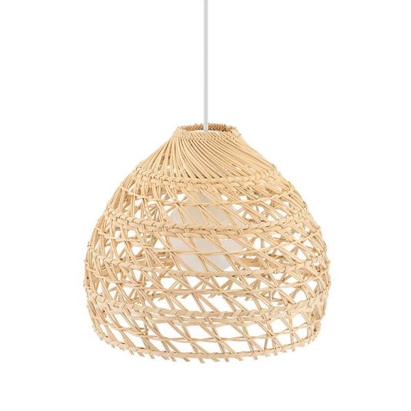 Wisząca lampa Boho 11150 gniazdo japandi siatka do kuchni drewniana biała