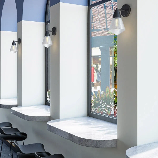 Szklana ścienna lampa Willard QN-WILLARD-1WB-UBZ-PG czarna