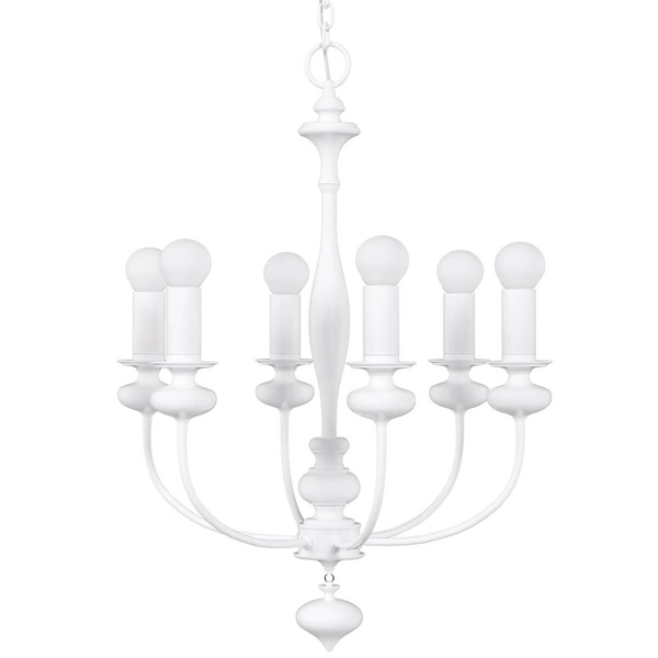 Biała lampa świecznikowa Castella zwis na łańcuchu nad stół