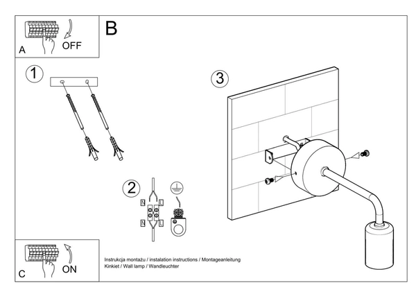 Industrialna LAMPA ścienna SL.0306 kinkiet OPRAWA loft metalowa czarna
