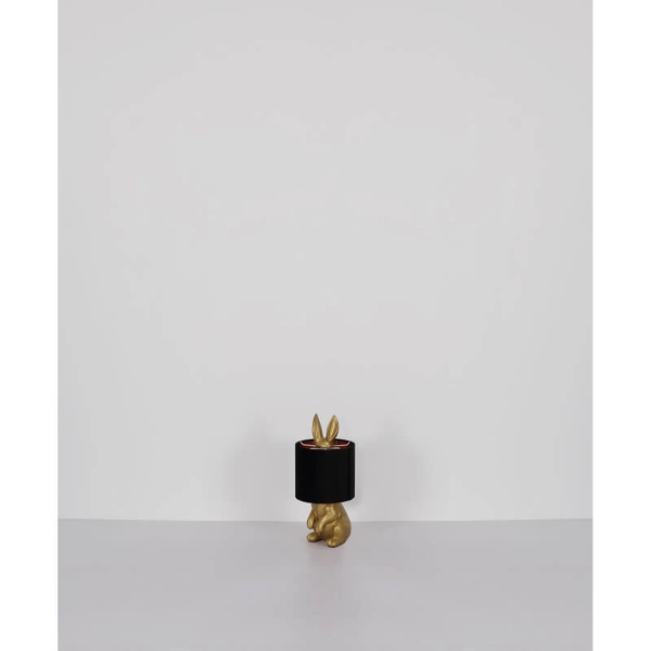 Dziecięca lampka nocna Rabbit 21633G królik z abażurem złoty czarny