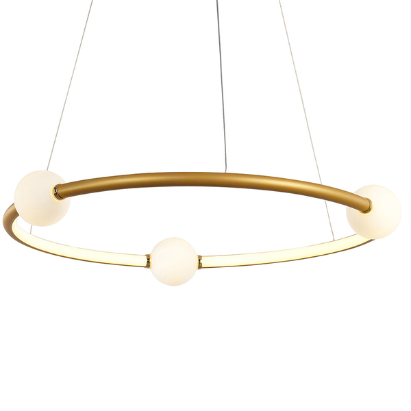 Loft LAMPA wisząca LOZANNA PND-20112035-1A-GD Italux okrągła OPRAWA metalowa LED 36W 3000K zwis kule brąz antyczny białe