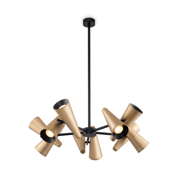 Lampa wisząca Giro MOD095PL-10BS stożki tuby mosiądz