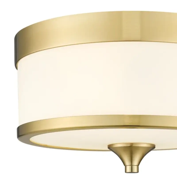 Szklana lampa sufitowa FLEETWOOD C03293BR okrągła mosiądz biały
