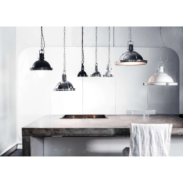 Industrialna LAMPA wisząca NAUTILIUS L 10263103 Kaspa okrągła OPRAWA metalowy ZWIS na łańcuchu chrom