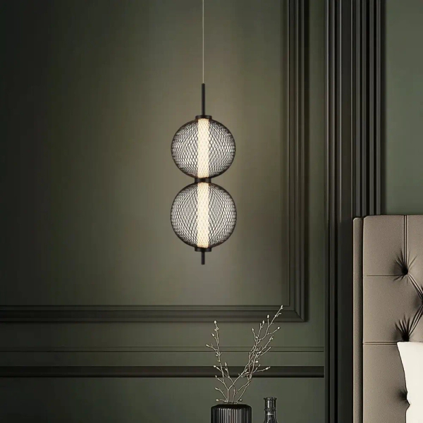 Ażurowa lampa wisząca Puma 32-35356 LED 10W 3000K kulista podwójna czarna
