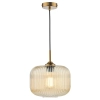 Szklana lampa wisząca do salonu Demarius DEM0106 bursztynowa