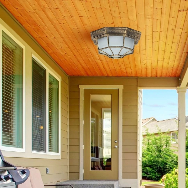 Zewnętrzna LAMPA sufitowa MILANO 8376 Rabalux OPRAWA ogrodowa PLAFON retro outdoor złoto antyczne