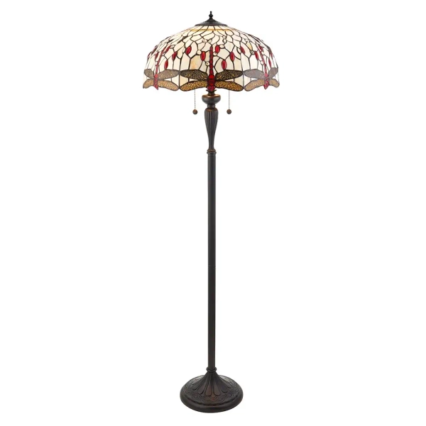 Podłogowa lampa szklana Dragonfly 70940 tiffany z włącznikiem kolorowa