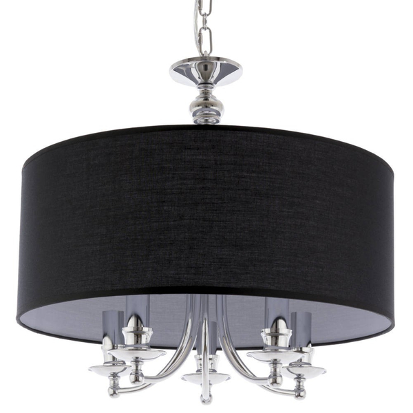 Abażurowa LAMPA wisząca ABU DHABI P05697CH-BK Cosmolight klasyczny zwis na łańcuchu czarna
