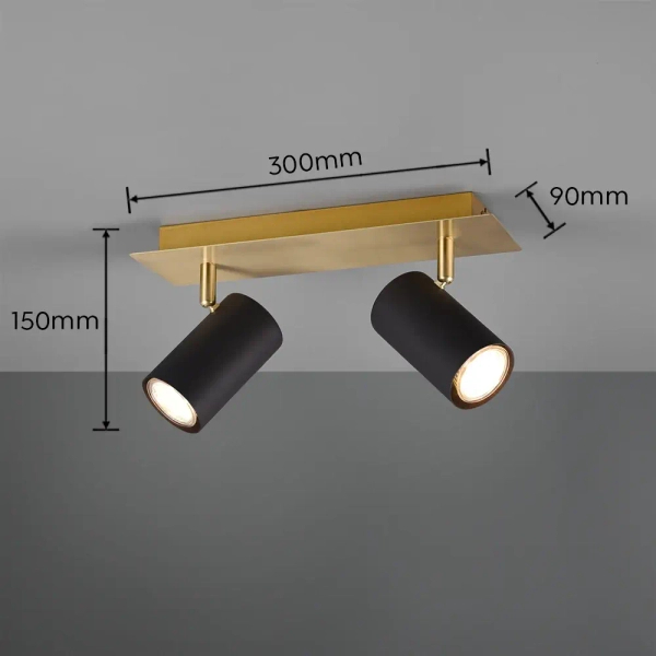 Lampa sufitowa z regulacją MARLEY 802400280 czarna złota 2xGU10