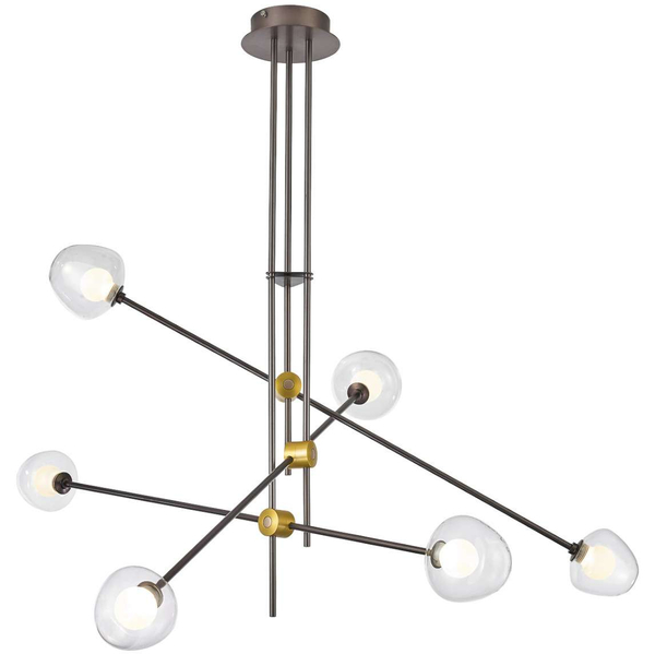 LAMPA sufitowa ROMILY PND-201883-6 Italux metalowa OPRAWA loftowa LED 24W 3000K pręty sticks kawowe przezroczyste