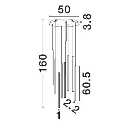 Wisząca lampa sople JAVALTO LE45448 LED 48W 3200K tuby metalowe czarne