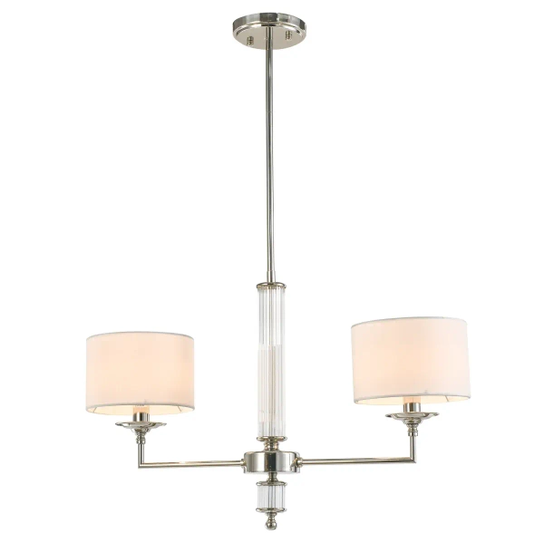 Podwójna lampa wisząca SUTTON P02453NI-WH z abażurami biała nikiel