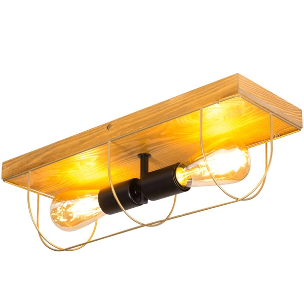 lampa sufitowa NETUNO 92013251 industrialna plafoniera drewno złota