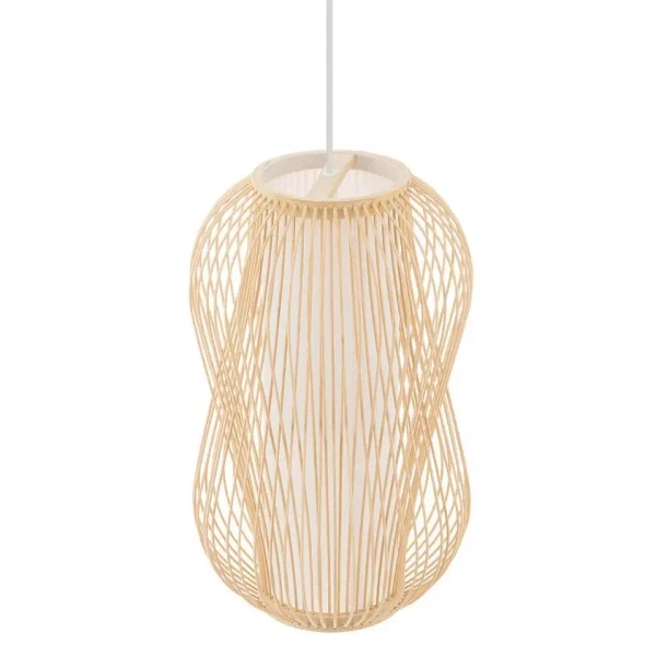 Drewniana wisząca lampa Puket 11161 japandi bambusowa metalowa biała