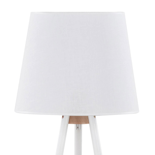 Lampa podłogowa abażurowa Vaio 698 skandynawska biała drewniana