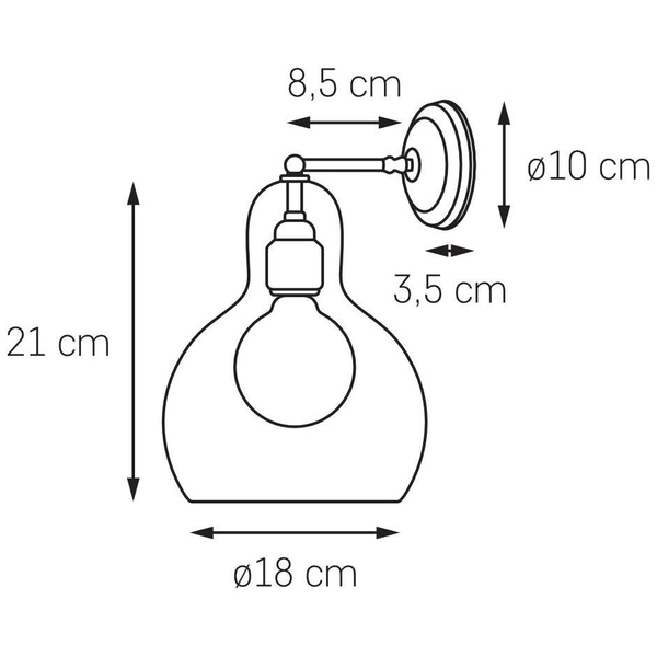 Skandynawska LAMPA ścienna LONGIS 20879105 Kaspa loftowa OPRAWA szklana kinkiet łezka kropla złota przezroczysta czarna