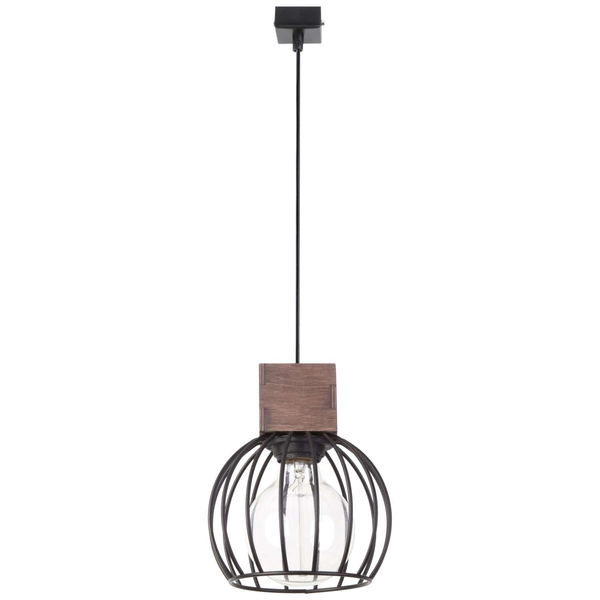 LAMPA wisząca MILAN 31570 Sigma industrialna OPRAWA metalowa klatka ZWIS druciany drewno brązowy